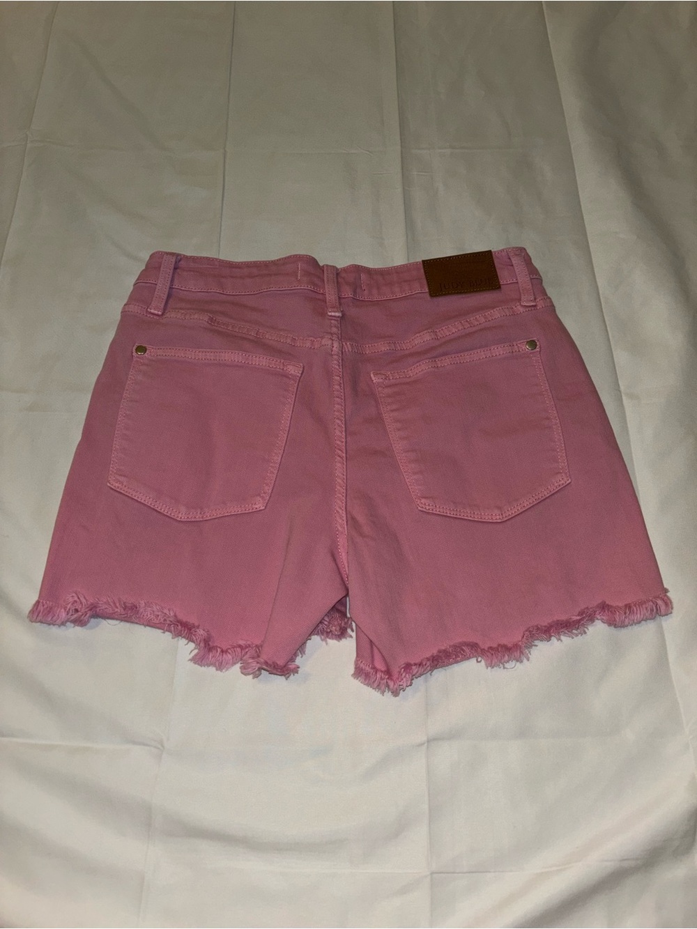 Judy Blue Pink Frayed Hem Denim Shorts Size Large - Picture 4 of 5